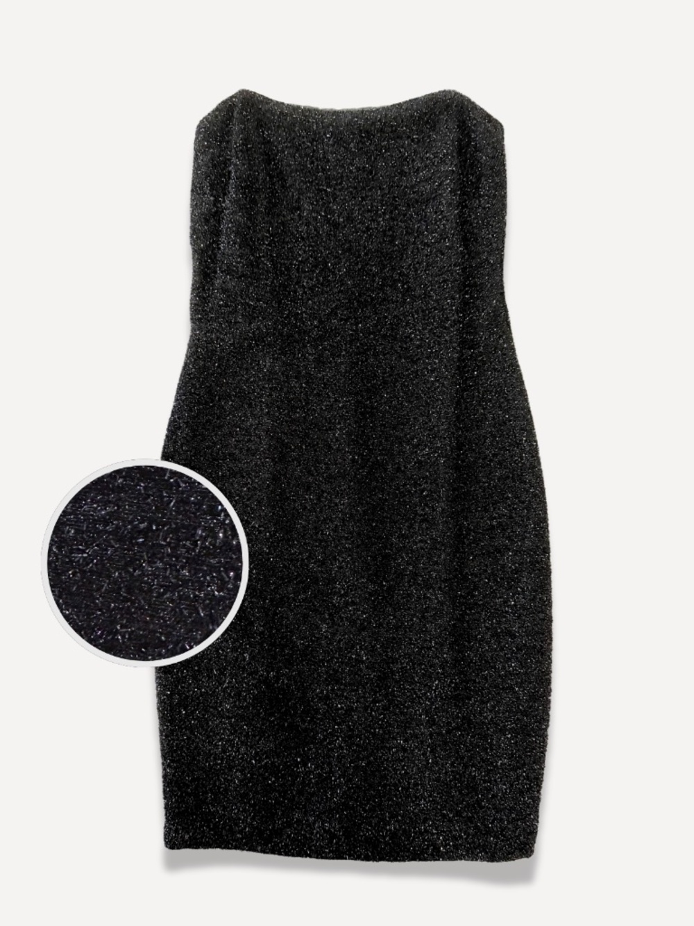 Laundry Shelli Segal Tinsel Metallic Strapless Mini Dress Black 4 Y2K Mob Wife